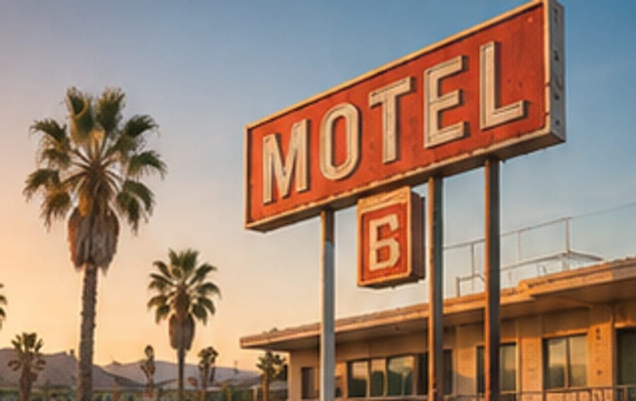 Mid-century roadside motel with original neon sign